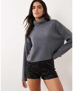 Pieces Hotpants Met Pailletten - Grijs