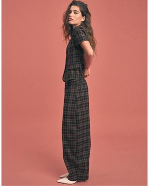 Stradivarius Pantaloni Barrel A Quadri Neri - Rosa