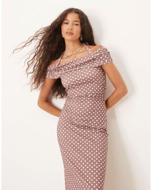 ASOS Spot Halter Maxi Dress - Brown