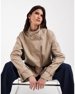 Vero Moda Funnel Neck Short Trench Coat - Brown