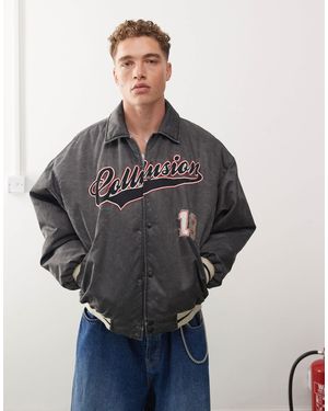 Collusion Varsity Bomber Jacket - Gray