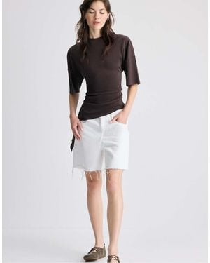 Stradivarius Asymmetric Short Sleeve T-Shirt - Brown