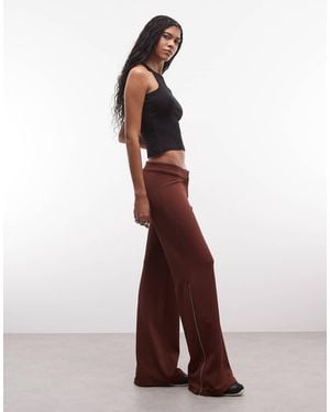 Weekday Fla Trousers With Side Zip Detail - Brown
