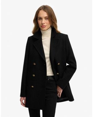 Superdry Double Breasted Pea Coat - Black