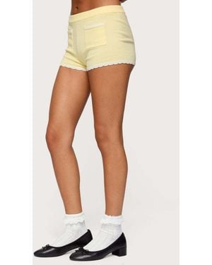 Edikted Leila Scalloped Knit Shorts - Natural