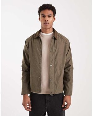 Brave Soul Barn Jacket With Cord Contrast Collar - Brown