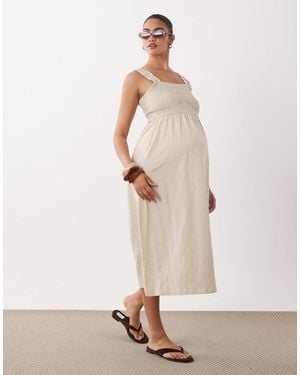 Mama.licious Mamalicious Maternity Shirred Bust Detail Midi Dress - Natural