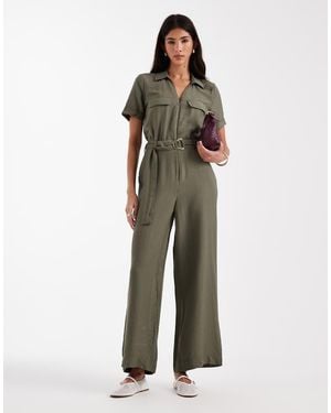 Vero Moda Tuta Jumpsuit Multitasche Oliva Con Cintura - Verde