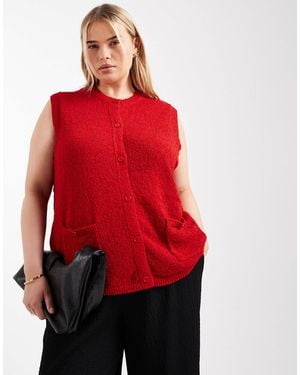Pieces Plus Pieces curve – trägertop aus strick - Rot