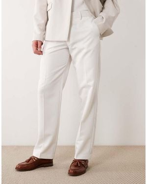 ASOS Tailored Straight Leg Trousers - Natural