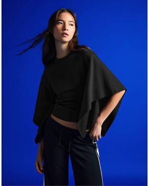 Bershka T-shirt mit kurzen ärmeln und cape - Blau