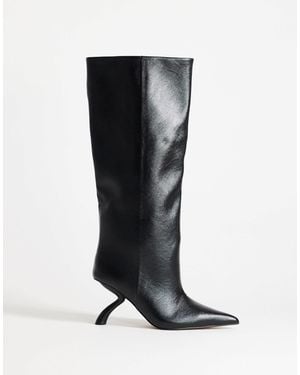 TOPSHOP Trinity Angular Heel Knee High Boot - Black