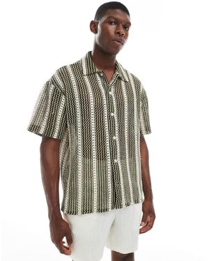 Jack & Jones Camisa Caqui A Rayas De Croché De -Verde - Gris