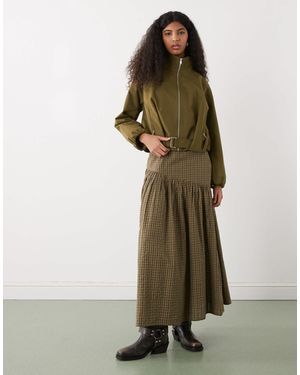 Collusion Drop Waist Maxi Skirt - Green