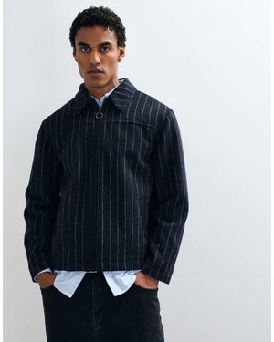 ASOS Zip Through Wool Look Jacket - Blue