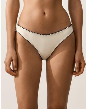 Oysho Contrast Trim Classic Bikini Briefs - Brown