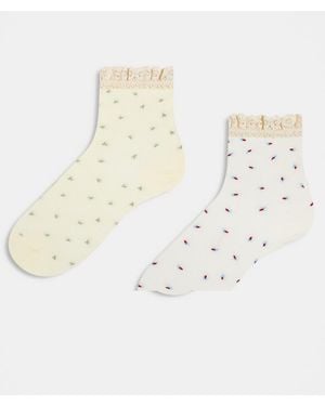 Cotton On Cotton On 2 Pack Femme Frill Mid Crew Sock - White