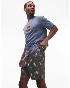RVCA Barnes Elastic Waist Swim Shorts - Blue