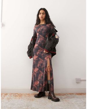 Reclaimed Vintage X Stranger Things Slinky Maxi Dress With Split - Multicolour