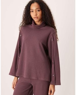 ASOS Supersoft Wide Sleeve Jumper Co-ord With Button Details - Purple