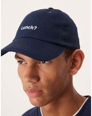 ASOS Lunch Graphic Cap - Blue