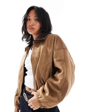 ASOS Asos Design Petite Faux Suede Bomber Jacket - Brown