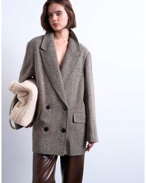 TOPSHOP Twill Heritage Blazer With Wool - Gray