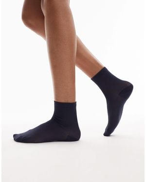TOPSHOP Sheer Ribbed Socks - Blue