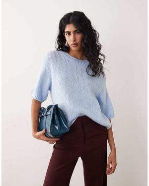 Jdy Short Sleeve Knitted Jumper - Blue