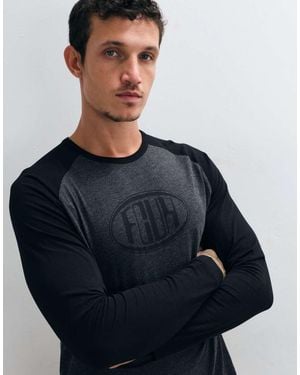French Connection Fcuk Logo Raglan Long Sleeve T-Shirt - Blue