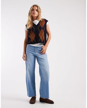 Only Petite Hannah - jean ample à taille ultra-haute - clair délavé - Bleu