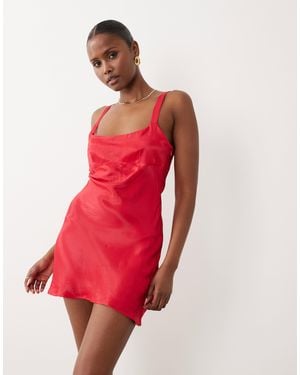 ASOS Satin Seam Detail Mini Slip Dress - Red