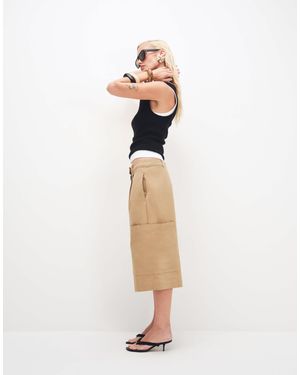 TOPSHOP Longline Bermuda Cargo Shorts - Natural