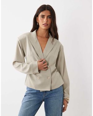ASOS Camicia Sartoriale Con Rever Drappeggiato Doppiopetto - Neutro