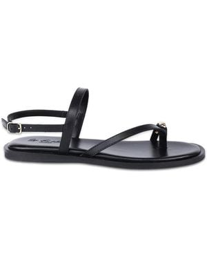 OFF THE HOOK Tia Leather Toe Loop Backstrap Flat Sandals - White