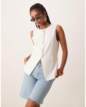 Jdy Square Neck Longline Waistcoat - White