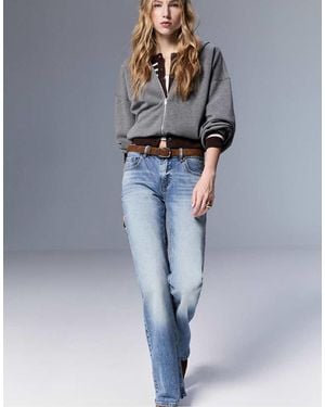 Stradivarius D68 Boot-cut Fit Jeans With Belt - Blue