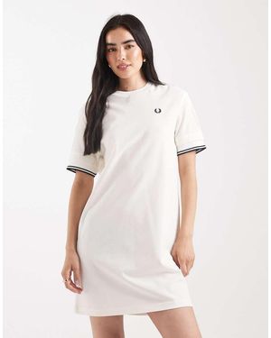 Fred Perry Tipped Pique T-shirt Dress - White