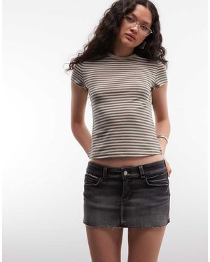 Cheap Monday Minifalda Vaquera Gris Lavado Muy Elástica Booty Bei-Negro