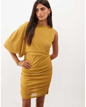 ASOS Jurk Met Boothals En Gedrapeerde Mini - Geel