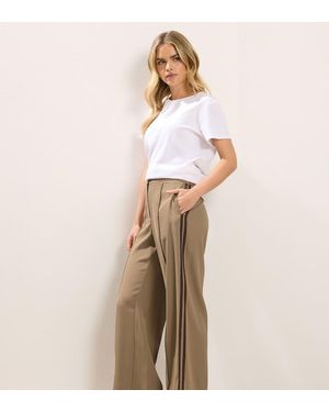 PixieGirl Petite Stripe Wide Leg Trousers - Natural