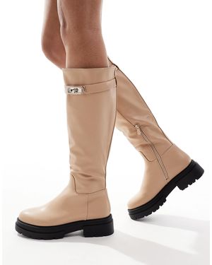 SEQWL Knee High Flat Riding Boot - Natural