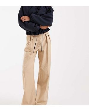 ASOS Tall Wijde Broek Met Plooidetail - Naturel