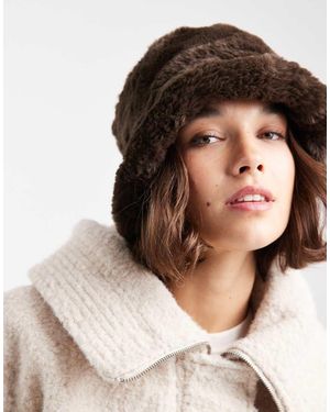 Vero Moda Soft Faux Fur Bucket Hat - Natural