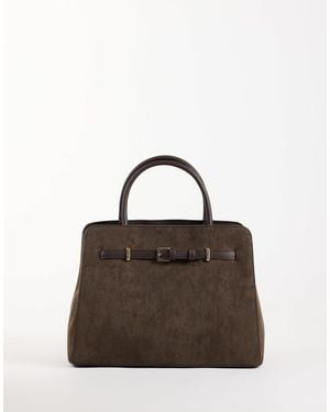 Gina Tricot Small Faux Suede Top Handle Bag - Brown
