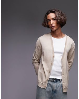 TOPMAN Essential V Neck Cardigan - Grey