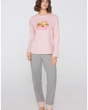 Tezenis Long Pyjamas Printed Not Today - Grey