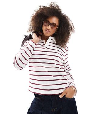 ONLY Stripe Long Sleeve Polo - White
