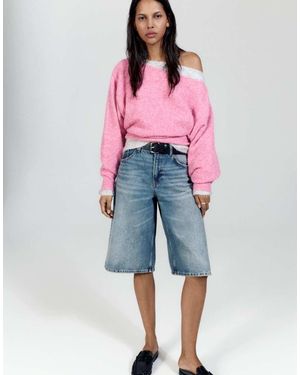 Pull&Bear Regular Fit Boat Neck Jumper - Pink