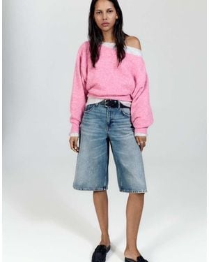 Pull&Bear Regular-Fit Trui Met Boothals - Roze